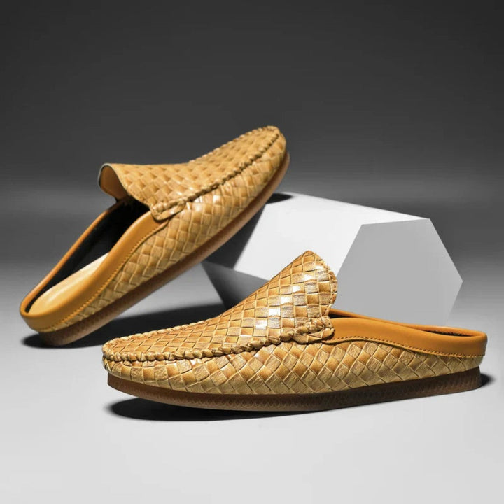 Enzo Woven Leather Slides