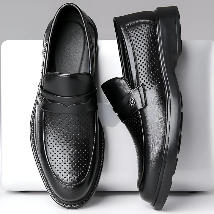 Leonardo Perforated Leather Loafers