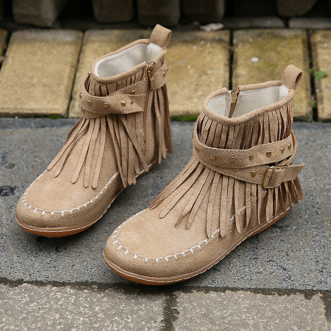 Esmeralda Fringe Vegan Leather Boots