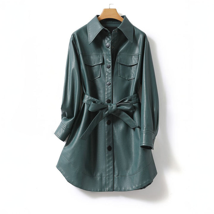 Noelia Belted Vegan Leather Jacket