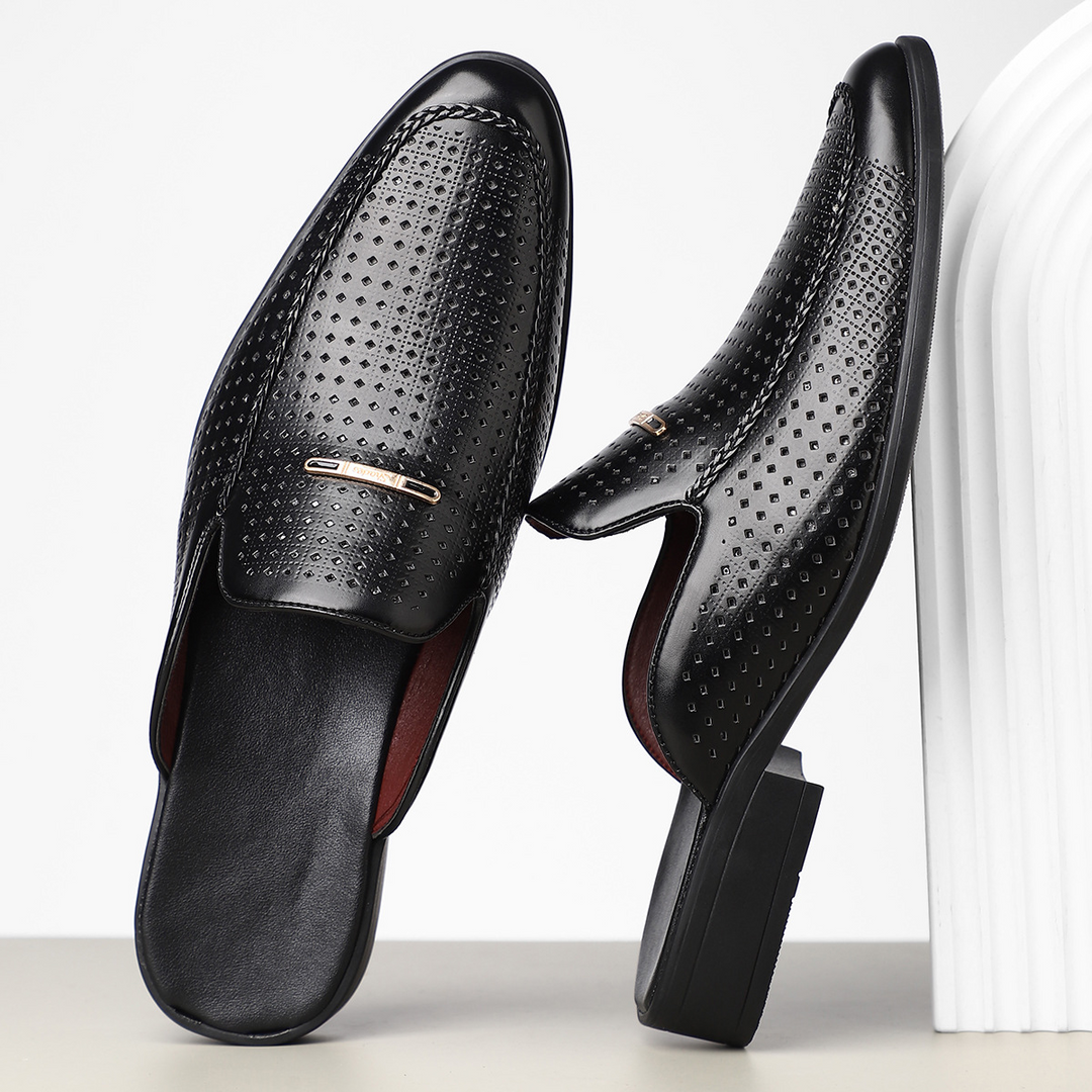 Giovanni Perforated Leather Mules