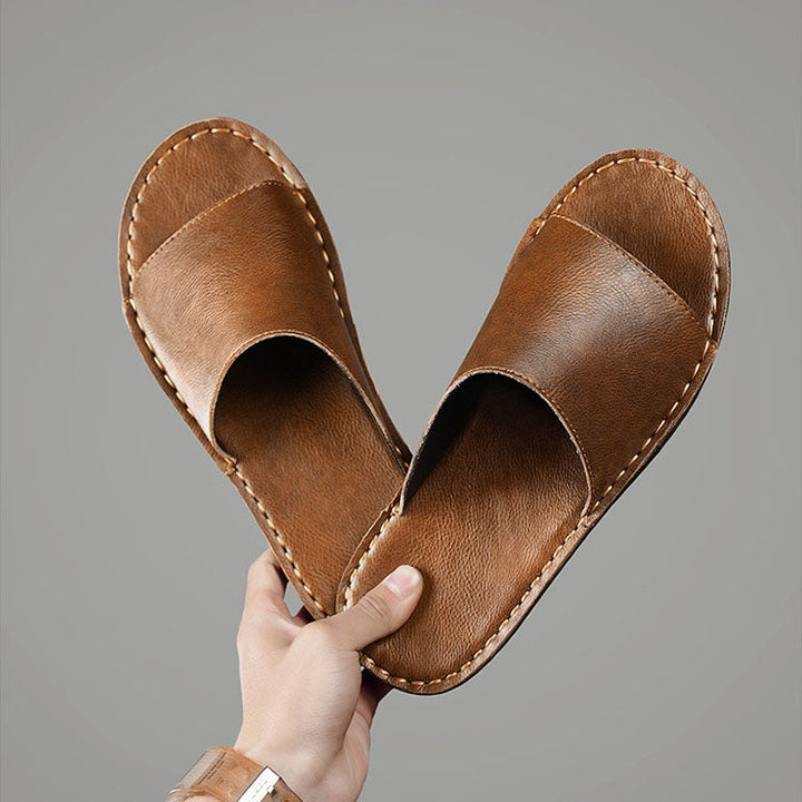 Sandro Leather Slide Sandals