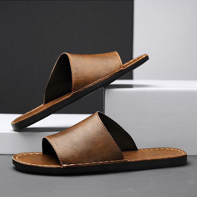 Sandro Leather Slide Sandals