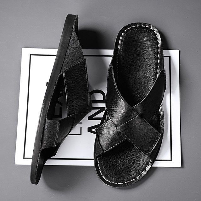 Diego Leather Slide Sandals