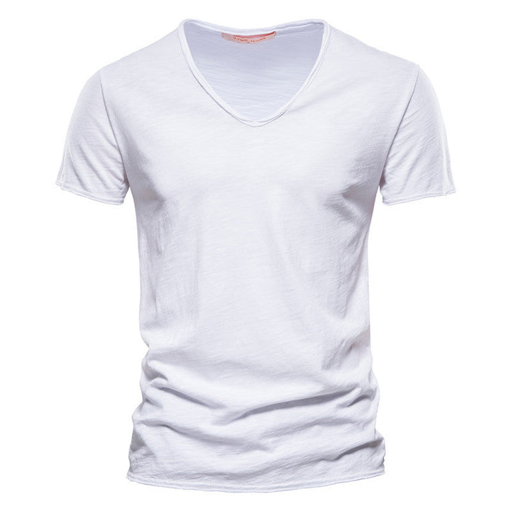 Valerio Slub-Cotton V-Neck Tee