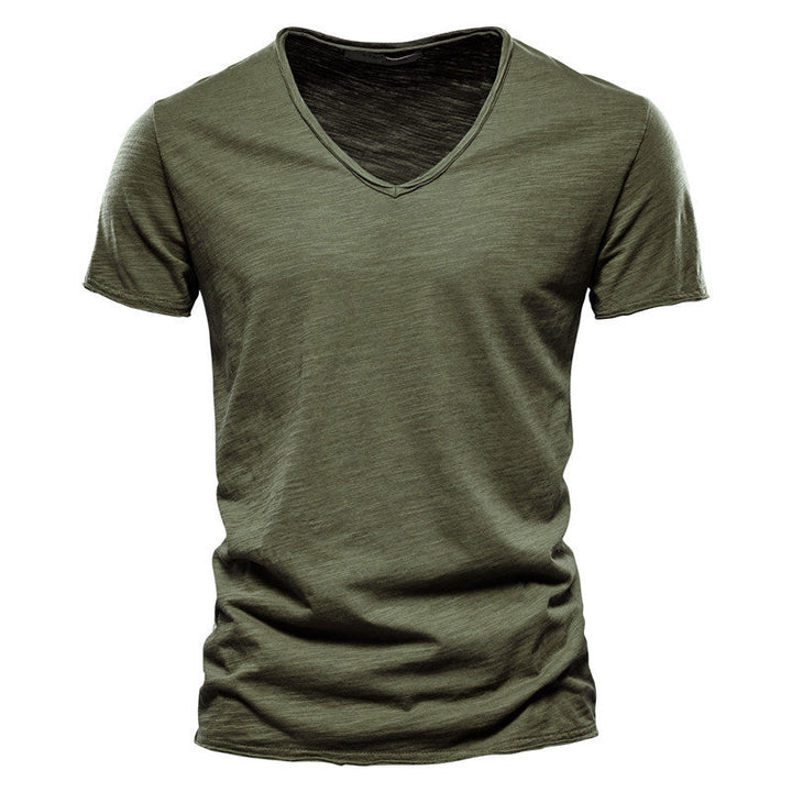 Valerio Slub-Cotton V-Neck Tee