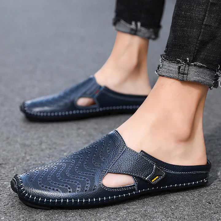 Fabio Perforated Leather Mules