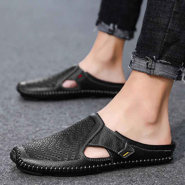 Fabio Perforated Leather Mules