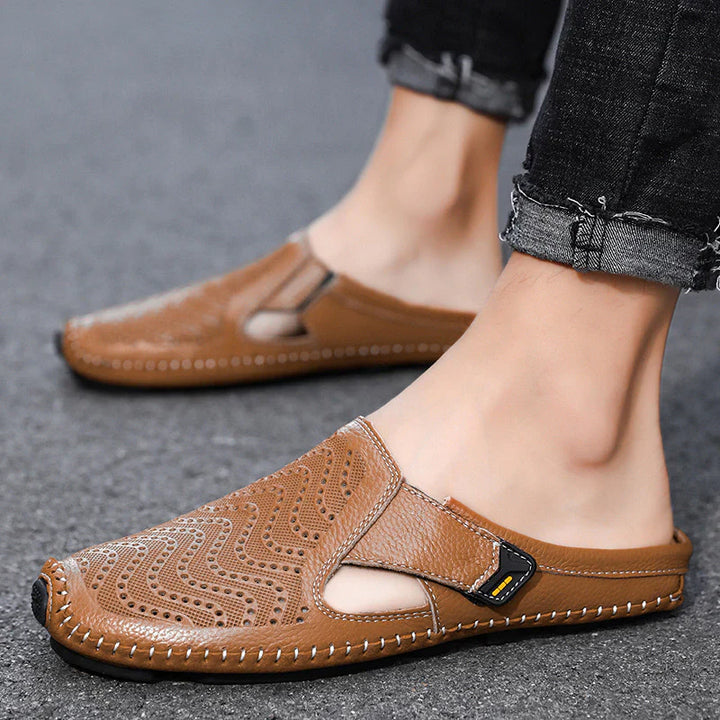 Fabio Perforated Leather Mules