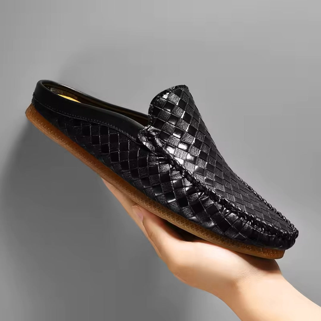 Enzo Woven Leather Slides