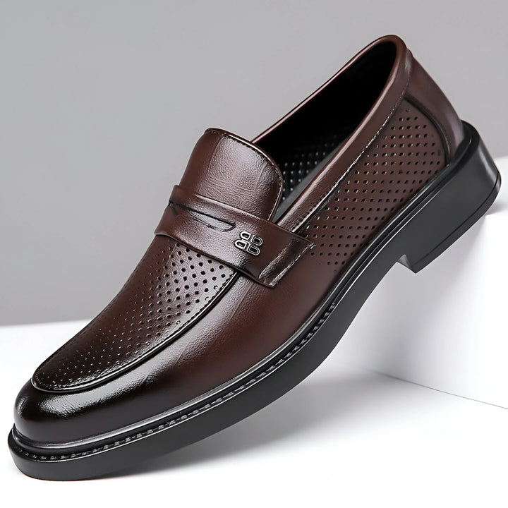 Leonardo Perforated Leather Loafers