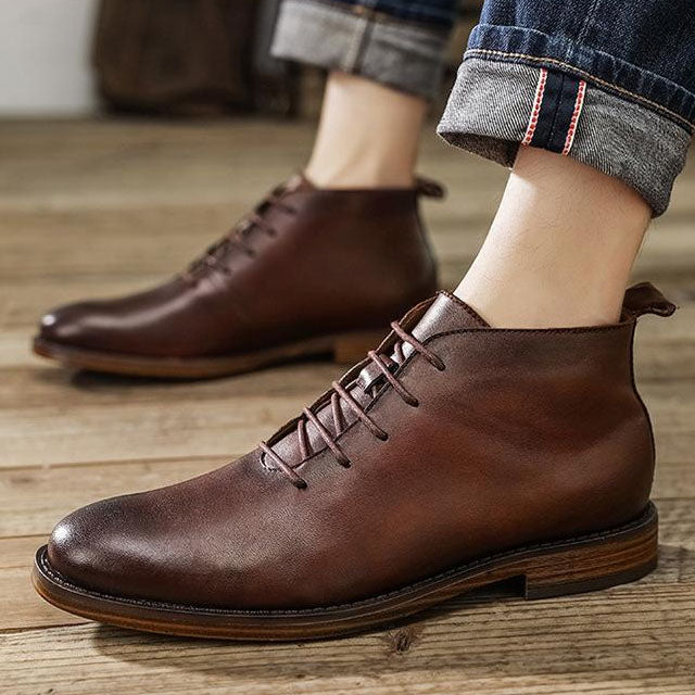 Enzo Leather Lace-Up Boots
