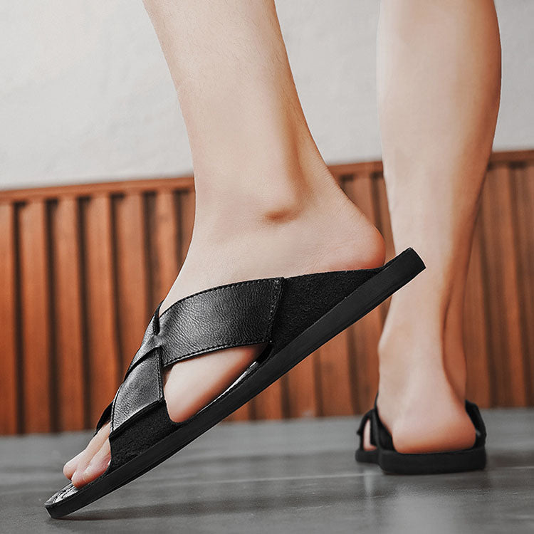 Diego Leather Slide Sandals