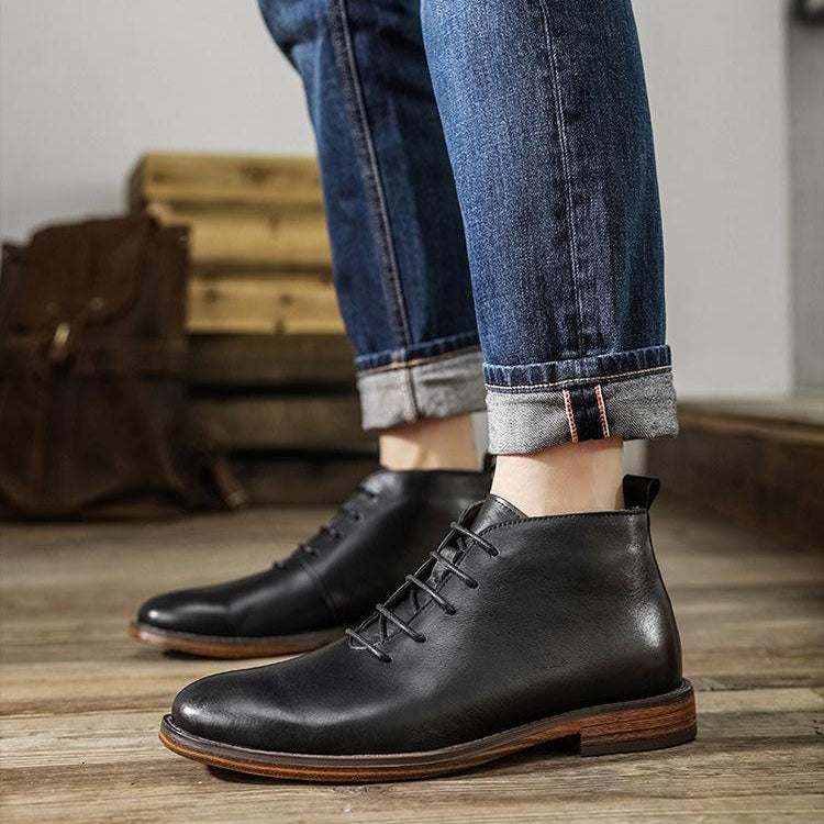 Enzo Leather Lace-Up Boots