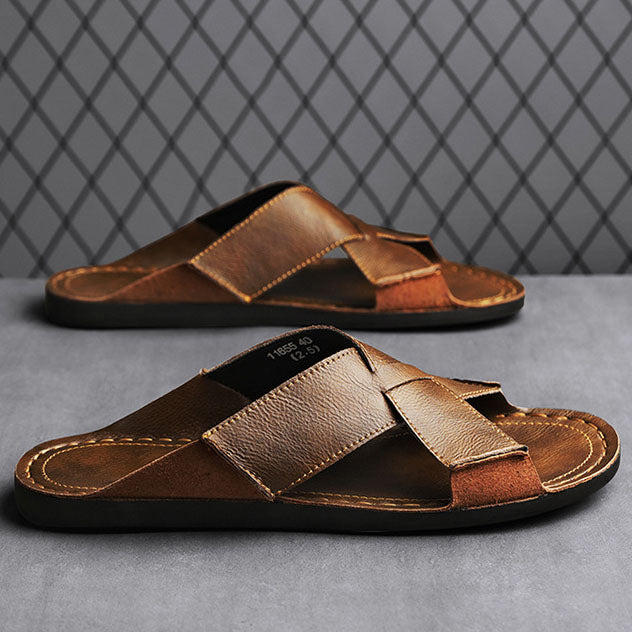 Diego Leather Slide Sandals