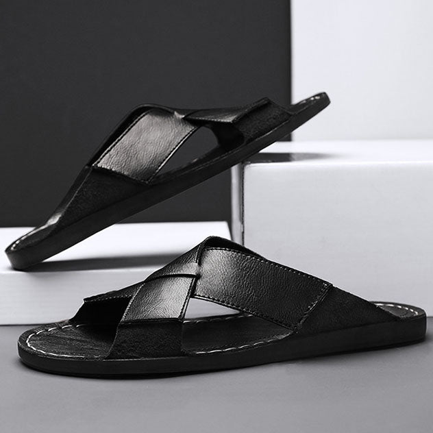 Diego Leather Slide Sandals