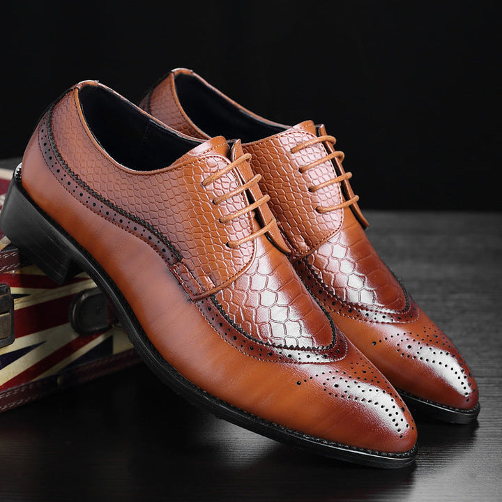 Domenico Embossed Wingtip Shoes