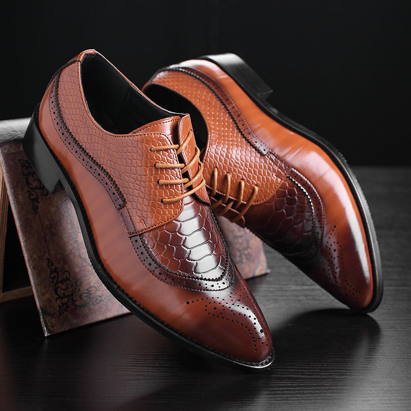 Domenico Embossed Wingtip Shoes