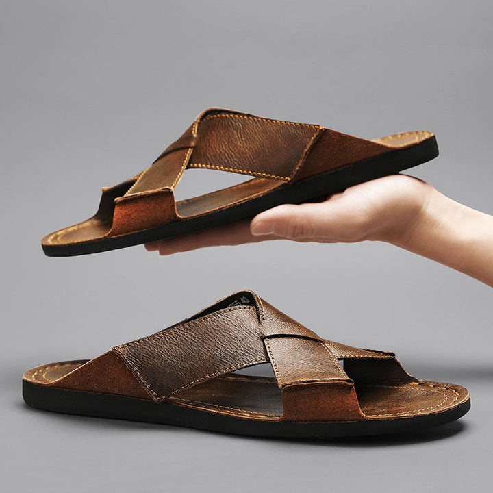 Diego Leather Slide Sandals