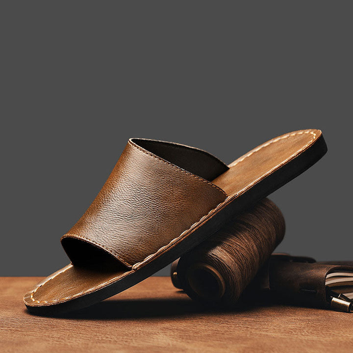 Sandro Leather Slide Sandals