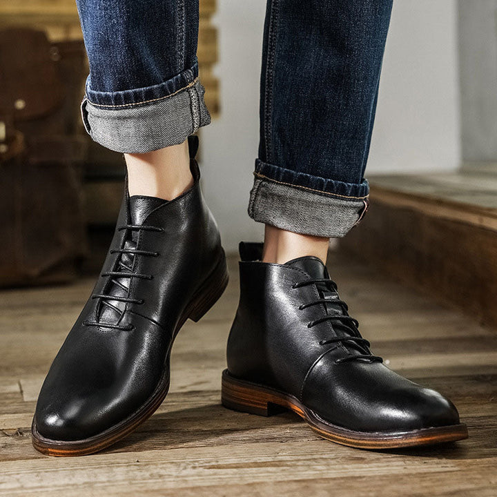 Enzo Leather Lace-Up Boots