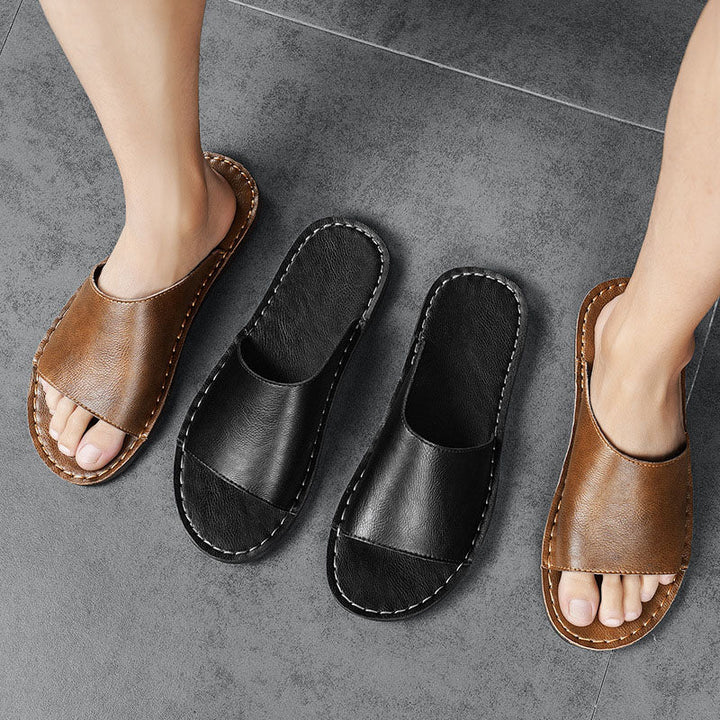 Sandro Leather Slide Sandals