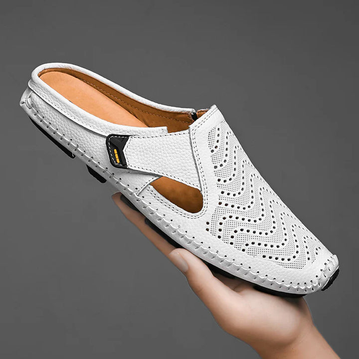 Fabio Perforated Leather Mules