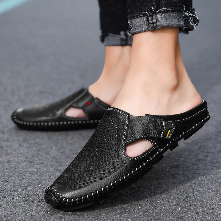 Fabio Perforated Leather Mules