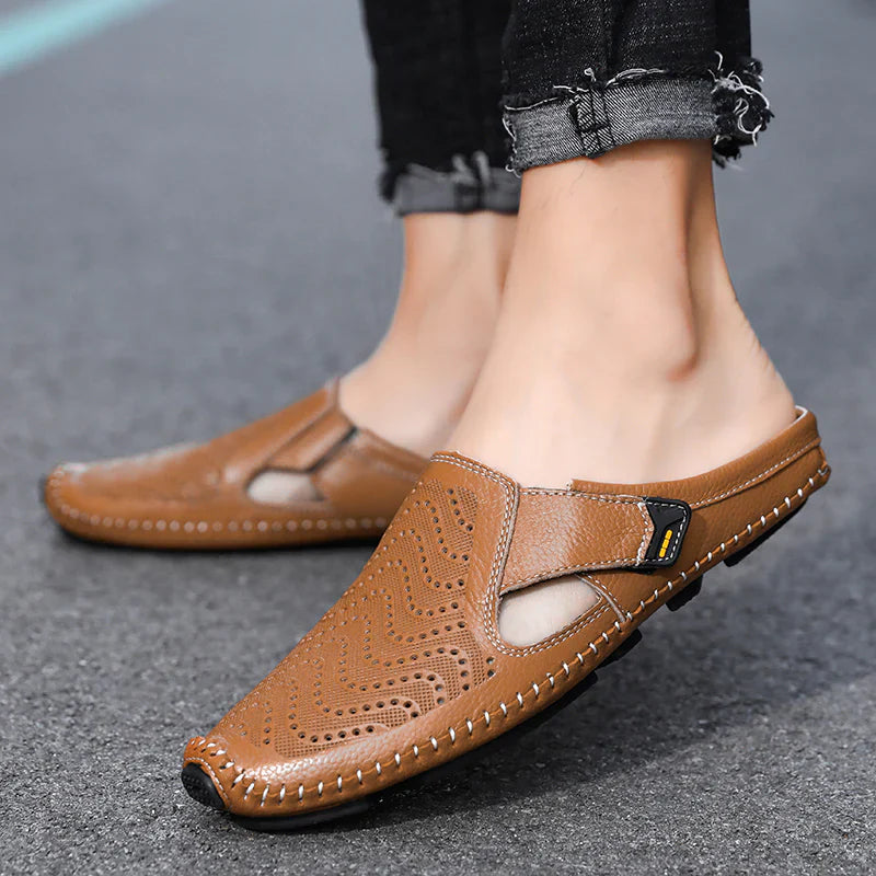 Fabio Perforated Leather Mules