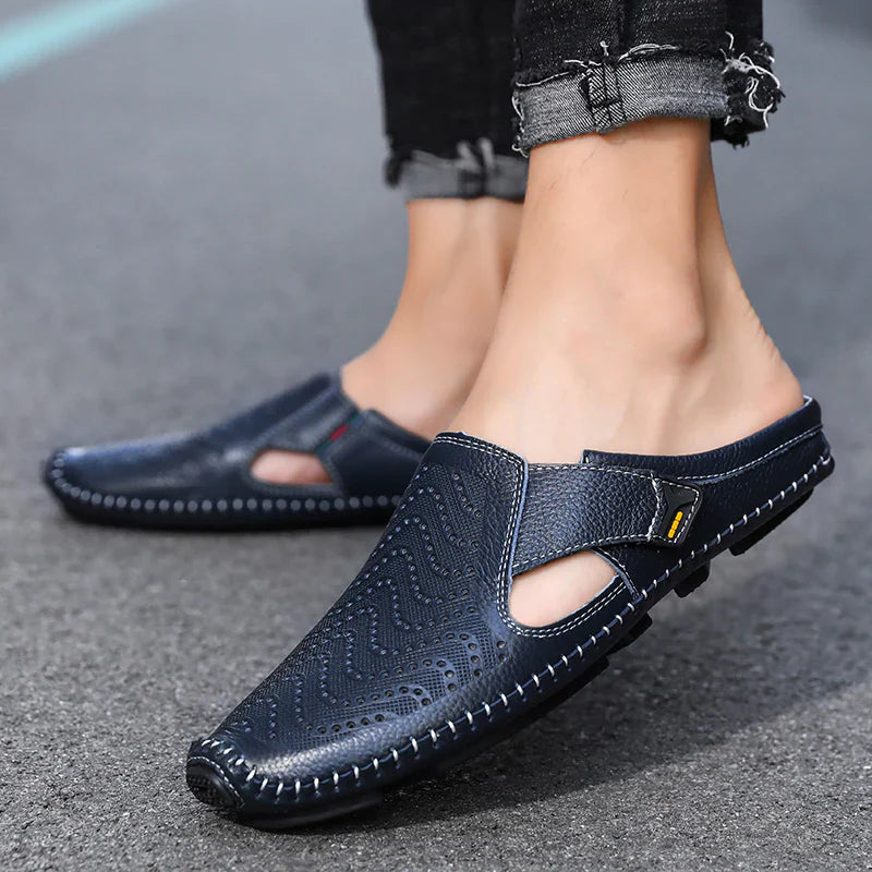 Fabio Perforated Leather Mules