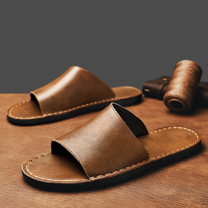 Sandro Leather Slide Sandals