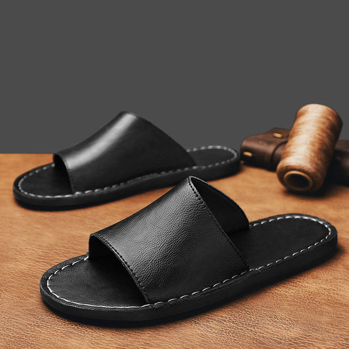 Sandro Leather Slide Sandals